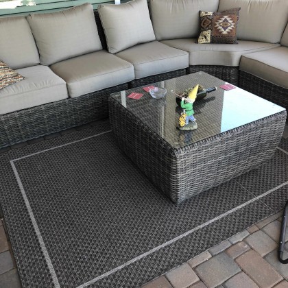 Miami Border Indoor/Outdoor Area Rug in Grey. View a larger version of this product image.