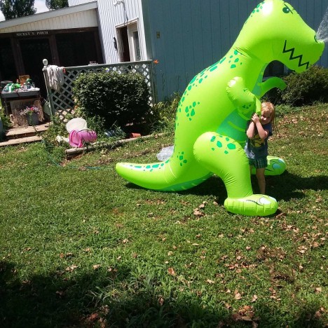 BigMouth Inc. 6 1/2 Foot Dinosaur Sprinkler in Green. View a larger version of this product image.
