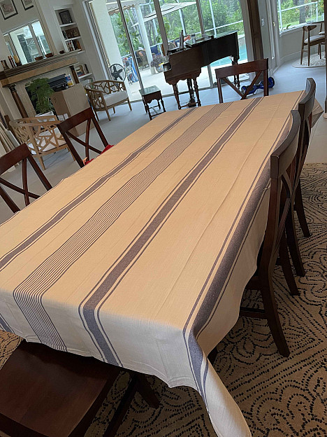 Our Table&trade; Ezra Variegated Stripe Tablecloth. View a larger version of this product image.