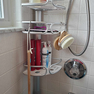 Alternate image 9 for OXO 4-Tier Anodized Aluminum Tension Pole Shower Caddy