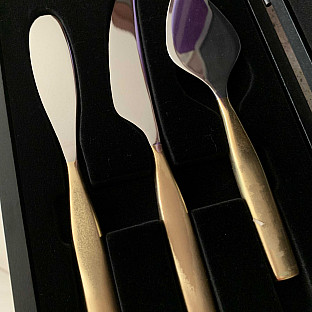 Alternate image 1 for Gourmet Settings Moments Eternity 3-Piece Cheese Serving Set in Gold
