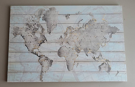 World Map 31.5-Inch X 47.2-Inch Wood Wall Art. View a larger version of this product image.