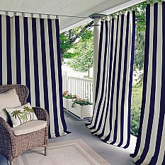 Alternate image 2 for Elrene Highland Stripe Indoor/Outdoor Tab Top Window Curtain Panel (Single)