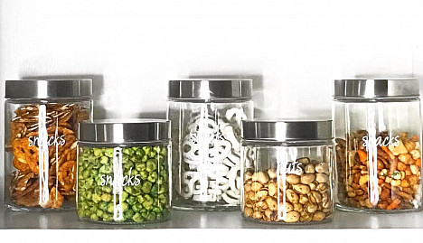 12x10 cm with Stainless Steel Screw Cap Pack 4 Glass Jars 0.5 L Storage Canister for Food. 