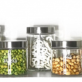 Alternate image 1 for Home Basics&trade; 4-Piece Glass Canister Set with Stainless Steel Lids
