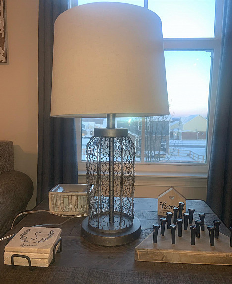 Bee &amp; Willow&trade; Baiter Chicken Wire Table Lamp with Shade. View a larger version of this product image.