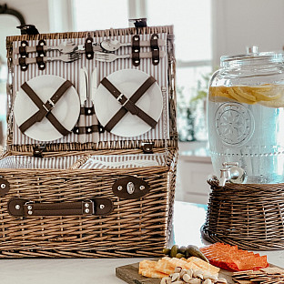 Alternate image 3 for Bee &amp; Willow&trade; Wicker Beverage Dispenser Stand in Grey