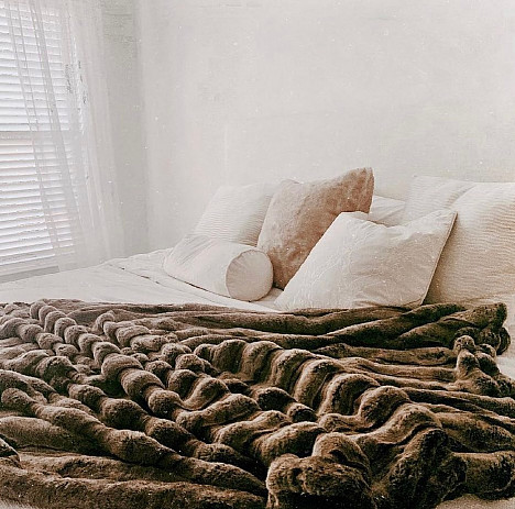 Madison Park Ruched Faux Fur Throw Blanket. View a larger version of this product image.