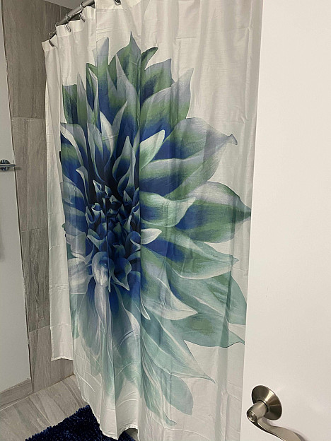 Madison Park Norah Cotton Percale Shower Curtain in Aqua. View a larger version of this product image.