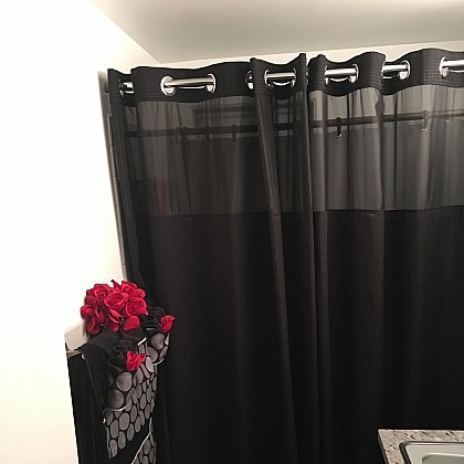 Hookless&reg; Waffle Fabric Shower Curtain and Snap-in Liner Set. View a larger version of this product image.