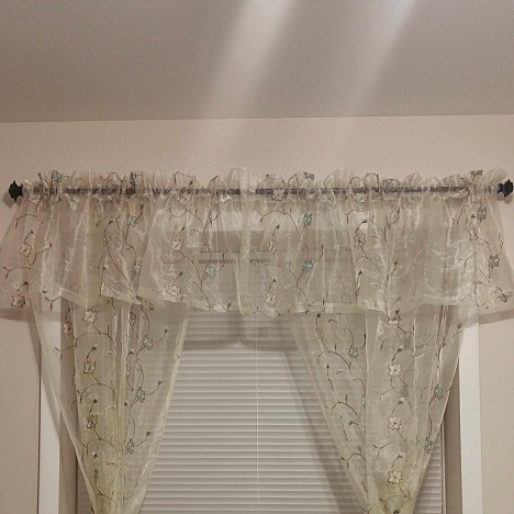 Amberly Embroidered Leaf Rod Pocket Sheer Window Curtain Panel (Single). View a larger version of this product image.