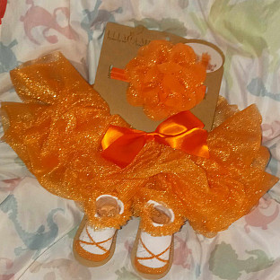 Alternate image 4 for Elly &amp; Emmy&reg; 3-Piece Halloween Headwrap, Tutu and Bootie Set in Orange