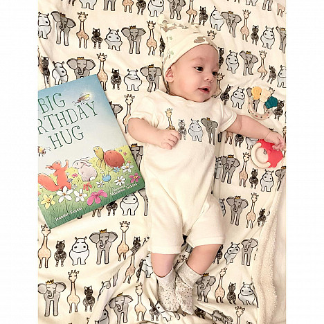Hudson Baby&reg; Minky Blanket with Sherpa Back in Safari. View a larger version of this product image.