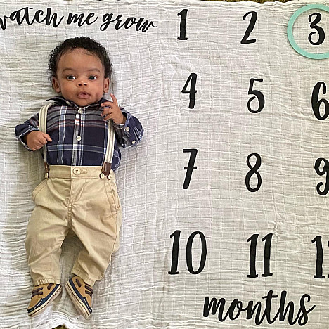 Mud Pie&reg; Monthly Milestone Blanket in White. View a larger version of this product image.