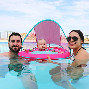 Alternate image 1 for SwimWays&trade; Baby Spring Float with Canopy UPF 50