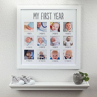 Alternate image 5 for Pearhead&reg; 12-Photo First Year Wood Frame in White