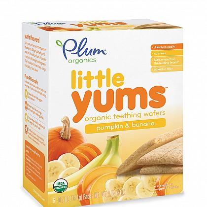 Plum Organics&trade; 6-Packs of 3 Little Yums&trade; Organic Teething Wafers in Pumpkin and Banana. View a larger version of this product image.